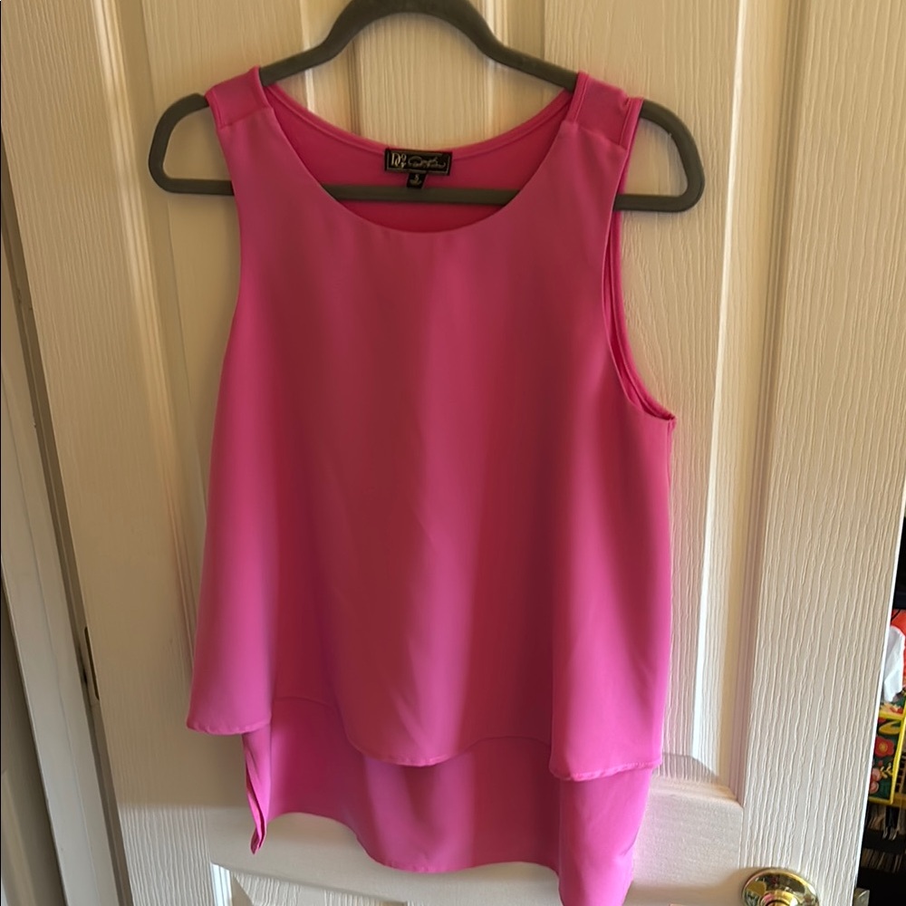 DG2 DIANE GILMAN | Pink Layered Sleeveless Top, size small -‎ EUC